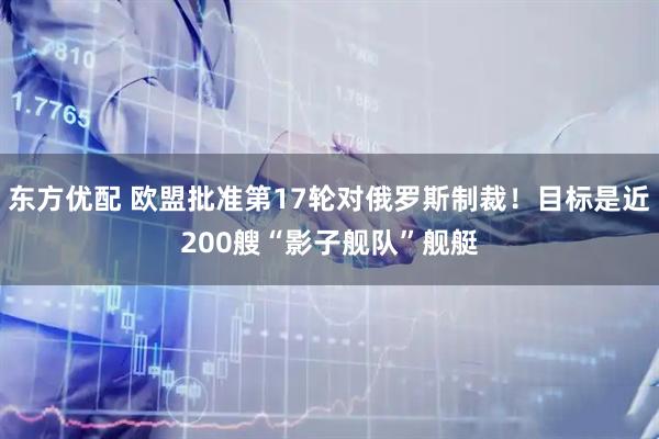 东方优配 欧盟批准第17轮对俄罗斯制裁！目标是近200艘“影子舰队”舰艇