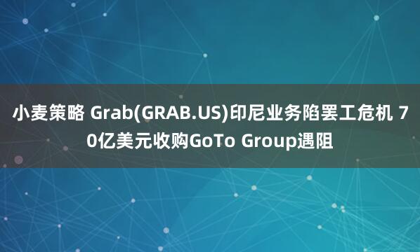 小麦策略 Grab(GRAB.US)印尼业务陷罢工危机 70亿美元收购GoTo Group遇阻